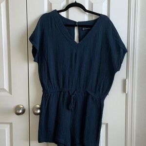 Navy Blue V-Neck Romper